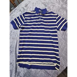 Polo Ralph Lauren Yellow And Blue Striped Polo Orange Pony Men’s Medium